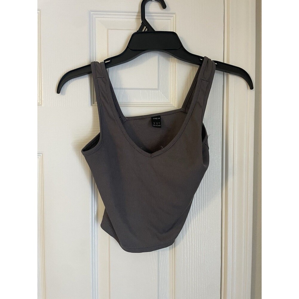 Bundle Of 3 Shein Crop Tank Top Womens Medium Black Mauve Green Ribbed Stretch